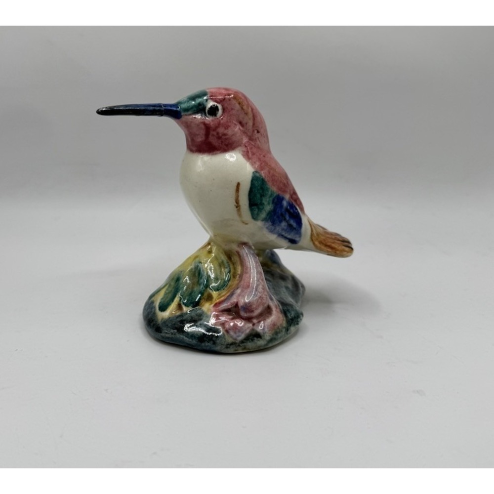 VTG Stangl Model 3585 Red Face Humming Bird Pottery Hand Painted 3" Damaged